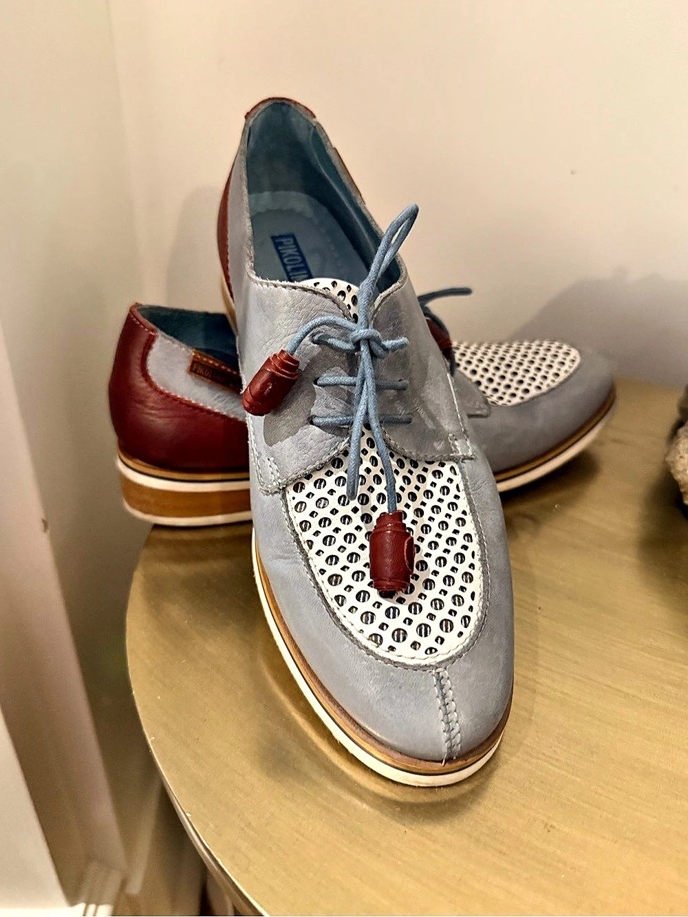 Pikolinos W5G-4544 Denim Perforated Leather Oxfords Shoes Size 37